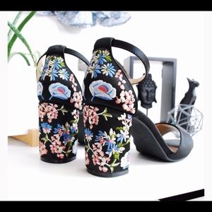 Embroidered block heels